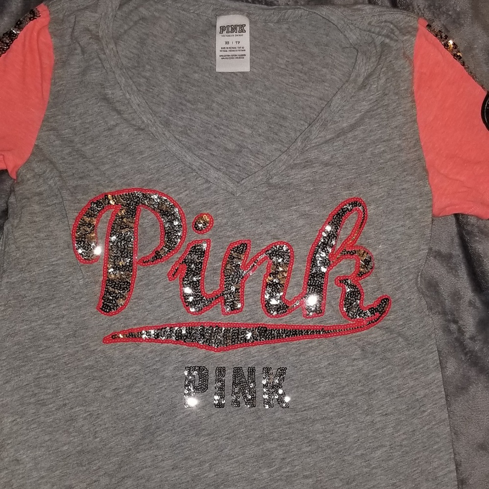 XS bling pink sequined top
